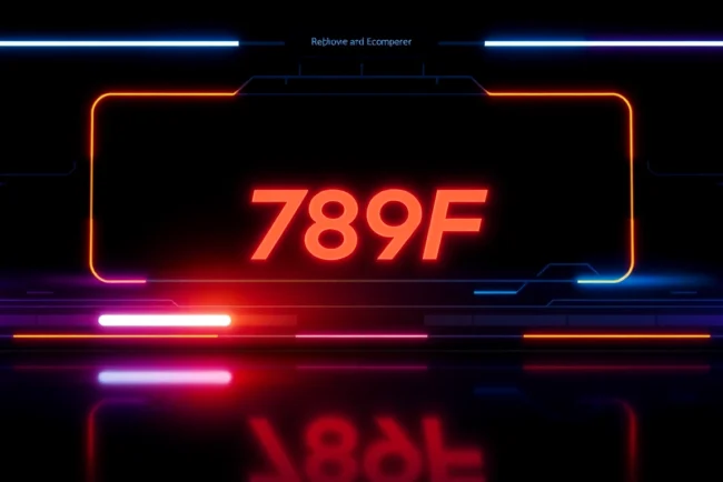 789F branding logo displayed on a high-tech digital screen, emphasizing modernity and professional service.
