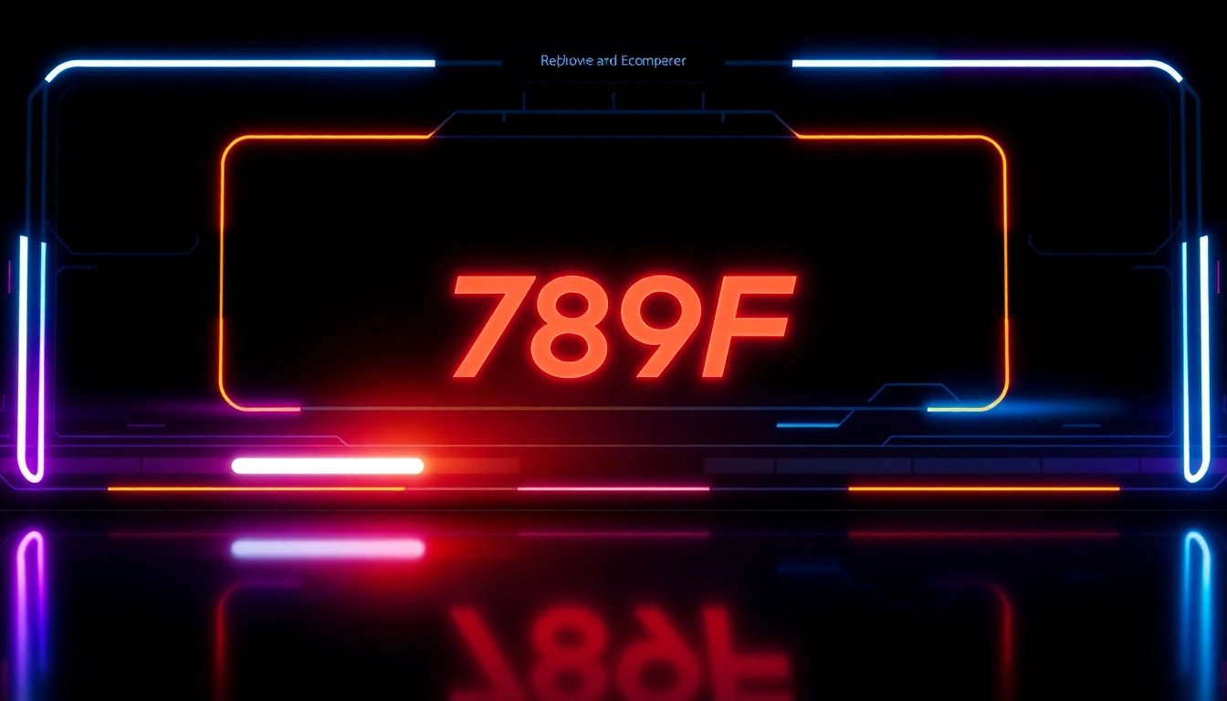 789F branding logo displayed on a high-tech digital screen, emphasizing modernity and professional service.