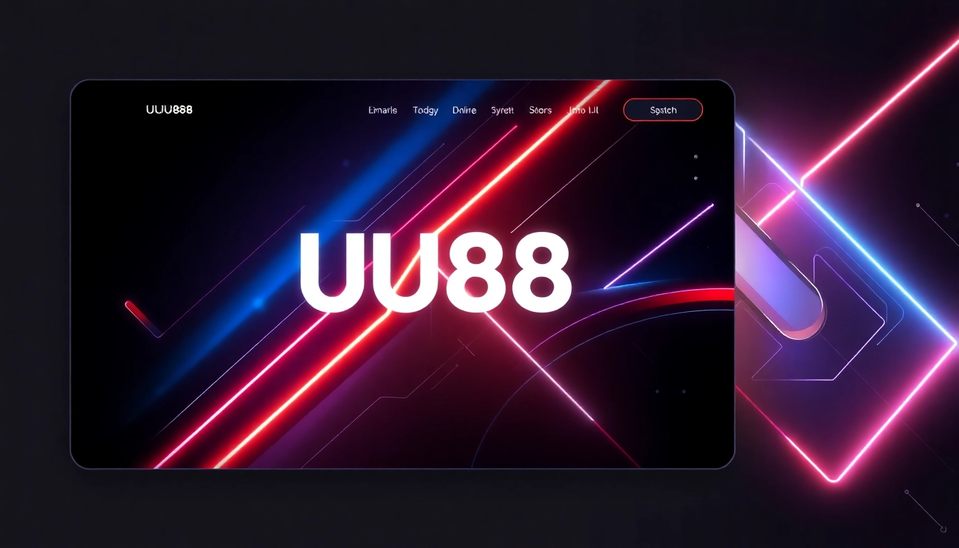 UU88 online platform logo displayed on a sleek digital interface, highlighting modernity and professionalism with vibrant neon elements and user-friendly layout.