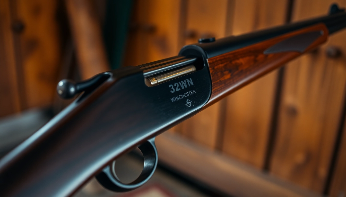 The 32WIN cartridge being loaded into a Winchester lever-action rifle, highlighting its historical design and durability for hunting and shooting enthusiasts.