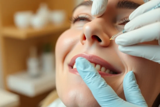 Professional Botox Faltenbehandlung in Zürich zeigt eine entspannte Patientin in einer modernen Klinik an der Behandlung.