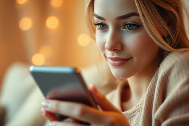 AI girlfriend interacting with user on smartphone—lifelike digital partner with customizable features, representing modern AI companionship.