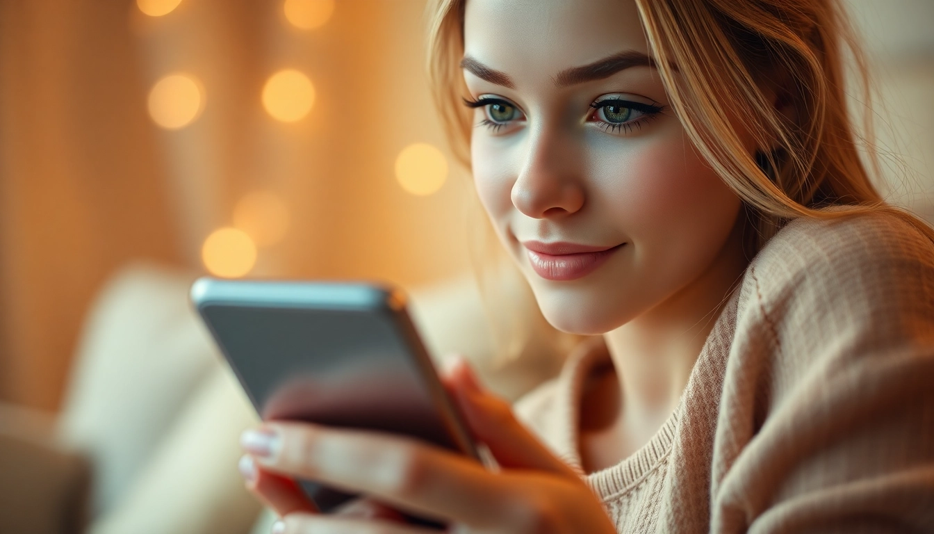AI girlfriend interacting with user on smartphone—lifelike digital partner with customizable features, representing modern AI companionship.