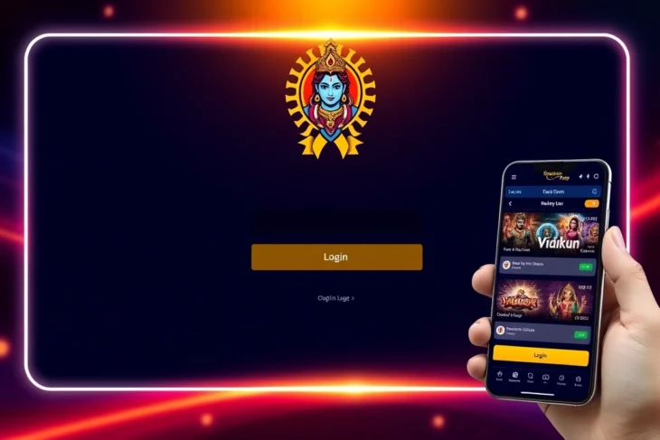 Secure Mahadev book login screen with user credentials on a mobile device, highlighting easy