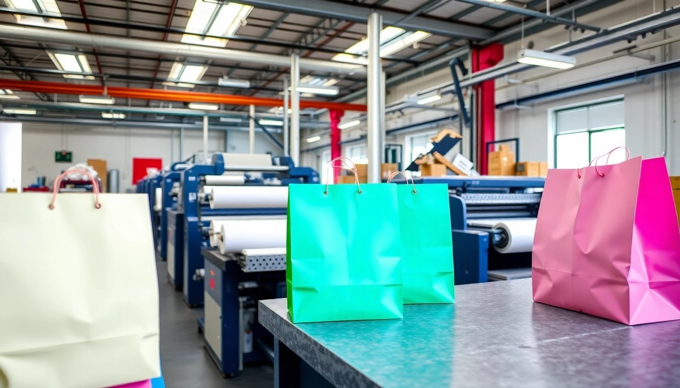 High-quality torba papierowa being printed and assembled in a modern green eco-friendly