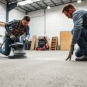 Skilled technicians performing floor preparation in Birmingham to ensure durable, level