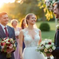 Professional eskuvo fotos capturing natural moments at a wedding with vibrant colors and