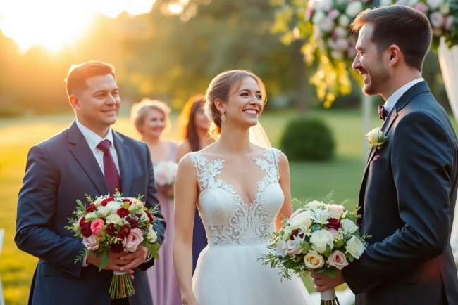 Professional eskuvo fotos capturing natural moments at a wedding with vibrant colors and